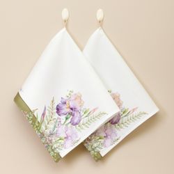 НАБОР ПОЛОТЕНЕЦ ИЗ 2 ШТ "ИРИСЫ"40Х60СМ, 100% ХЛОПОК,БЕЛЫЙ ,ТВИЛ