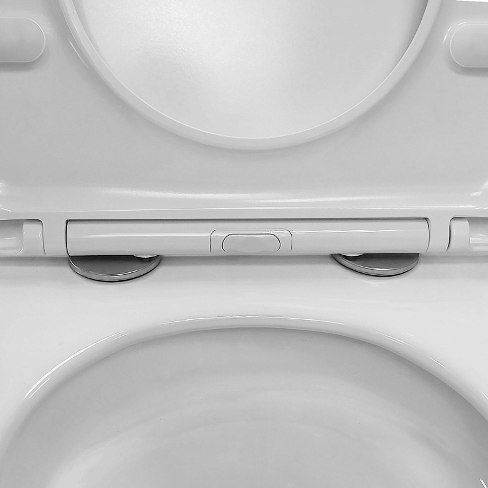 Унитаз подвесной Azario Ines White 355х485х320 безободковый, система смыва "скрытое Торнадо", с быстросъемным сиденьем "Микролифт" (AZ-W03-SW)