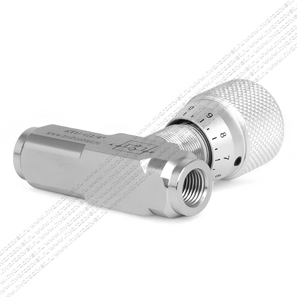 STU-G1/4-1111-1 - Дроссель трубного монтажа c рукояткой, G1/4, с обратным клапаном
