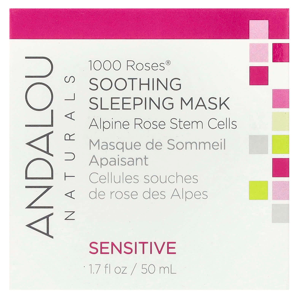 Andalou Naturals, 1000 Roses®, успокаивающая маска для сна, для чувствительной кожи, 50 мл (1,7 жидк. унц.)