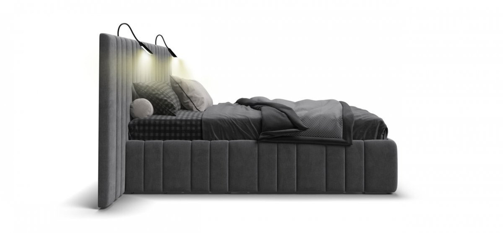 Кровать BOSS INFINITY 180*200 велюр Monolit серая