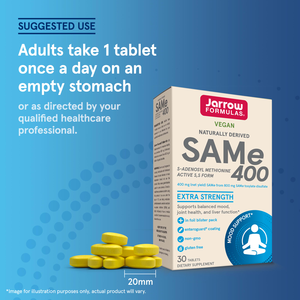 Jarrow Formulas, SAMe 400, 400 мг, 30 таблеток