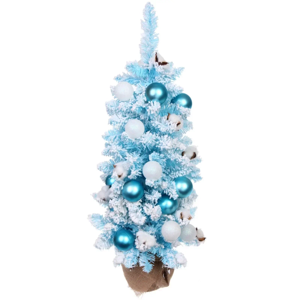 Елка декоративная «Нежность» 90 см, ПВХ с белым напылением (136 веток), Голубой