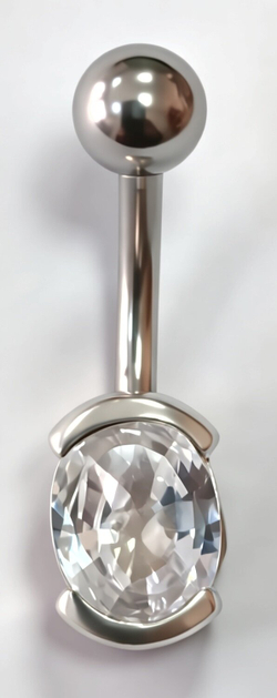 Ювелирный пирсинг из серебра 925 пробы с фианитом