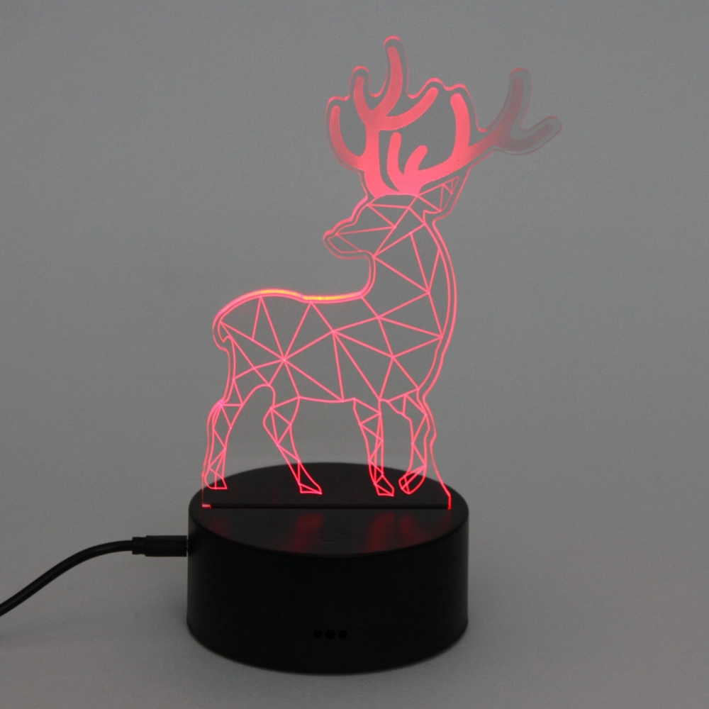 Светильник ночник «3D-Олень» на пластиковой подставке, с включателем USB