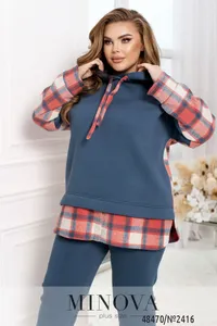 Костюм 2416-джинс-коралловый Minova