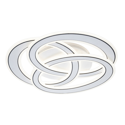 Потолочный светодиодный светильник 140Вт, 5590лм, 3000-6000K, Ra>80, плавная регулировка мощности, изменение цветовой температуры, ночник, пульт, металл/акрил, белый/черный