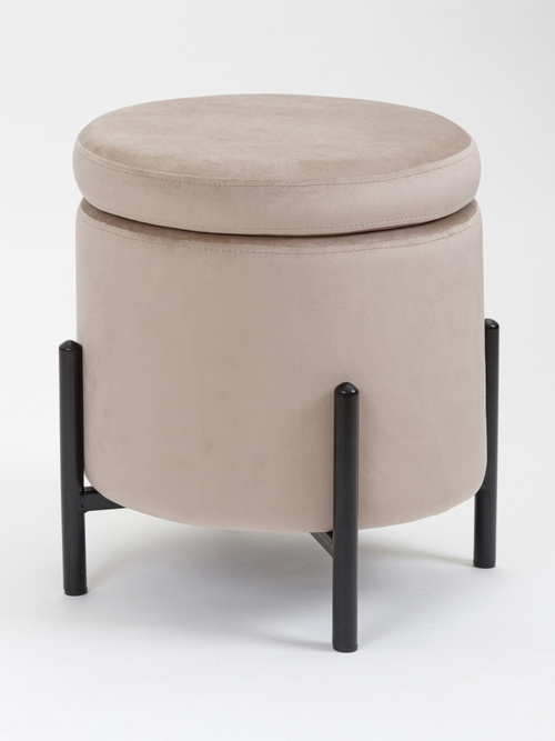 Пуф MyFar Фрэнк с ящиком серо-бежевый велюр MF1020-1