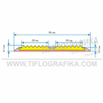 Накладка на ступень противоскользящая в алюминиевом профиле шириной 86 мм, двойная резиновая вставка шириной 29 мм, самоклеящаяся