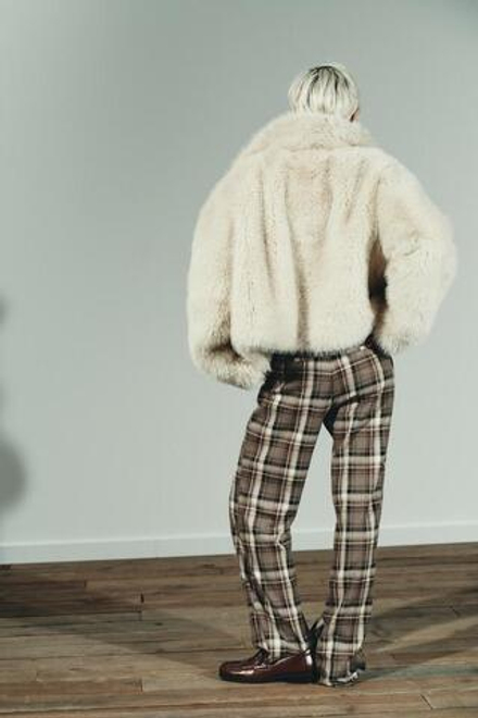 ZARA БРЮКИ В КЛЕТКУ, ХАКИ