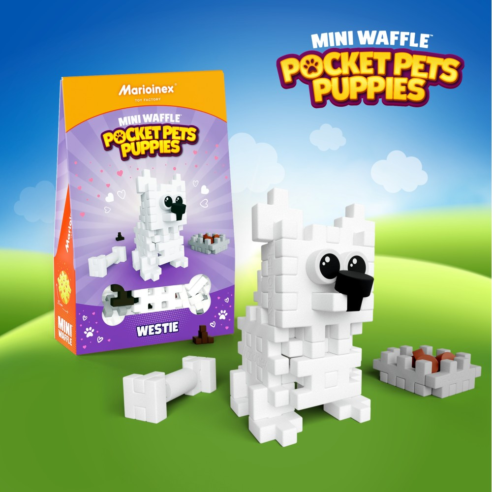 Marioinex - Мини-конструктор Waffle POCKET PETS PUPPIES Вест Хайленд Уайт Терьер 49 элементов. 907863
