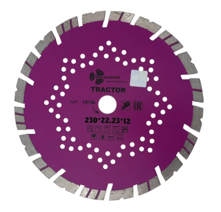 Диск алмазный отрезной TURBO SEGMENT Tractor 230x12*22.23мм TRIO-DIAMOND TR706