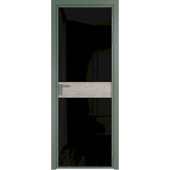 Алюминиевая дверь 6AG зелёный воск остеклённая со вставкой