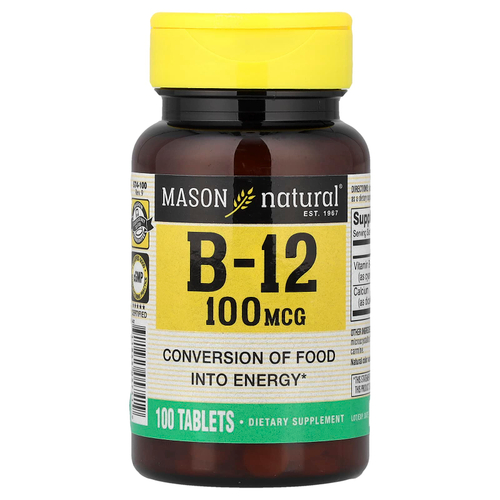 Mason Natural, витамин B12, 100 таблеток