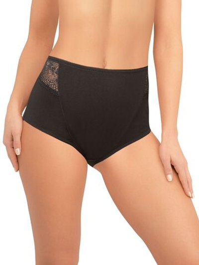 Хлопковые трусики-слипы с завышенной линией талии (Размер: XXL) (Цвет: черный)