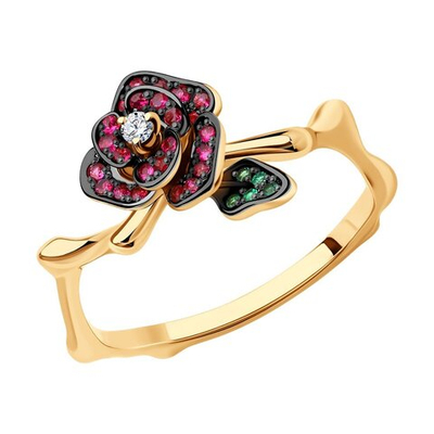 4010620 - Кольцо из золота с рубинами, изумрудами и бриллиантами