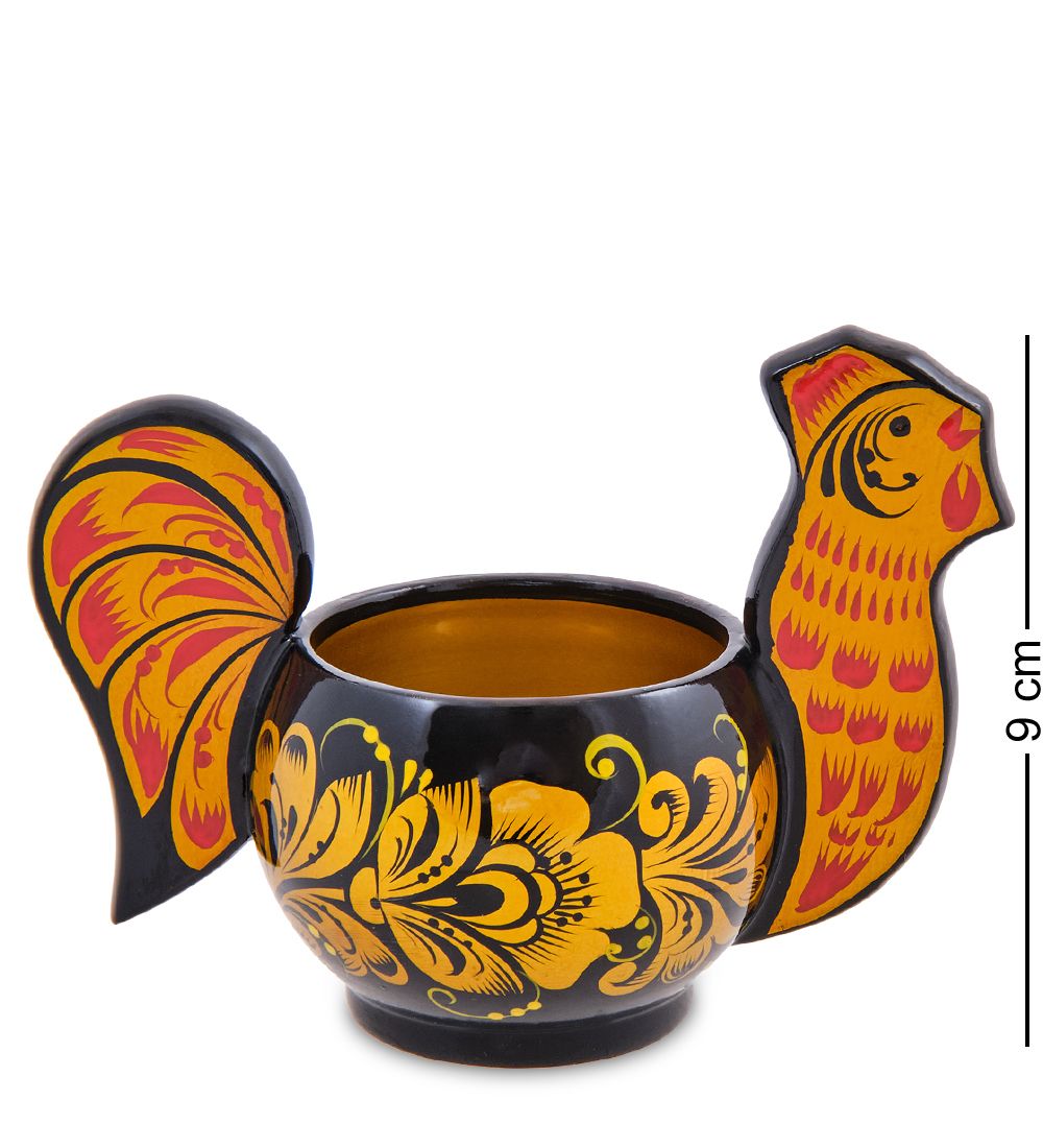 Народные промыслы ХЛ-105 Солонка «Петушок» 90*135*70 (Хохлома)