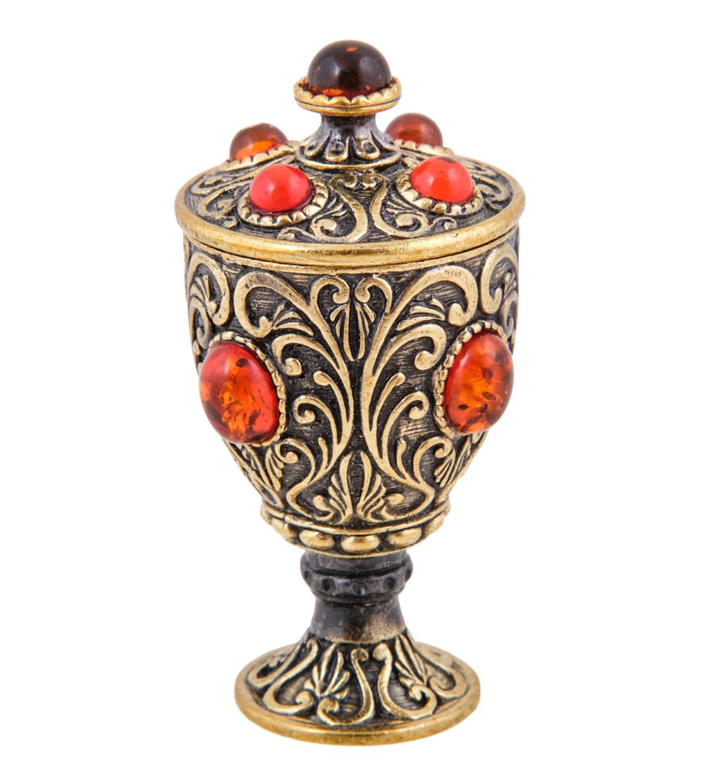 Народные промыслы AM-3785 Шкатулка «Грааль» (латунь, янтарь)