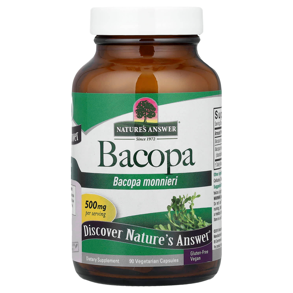 Nature's Answer, бакопа, 500 мг, 90 вегетарианских капсул