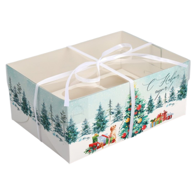 Коробка для капкейка «С Новым годом», ёлка, 23 × 16 × 10 см