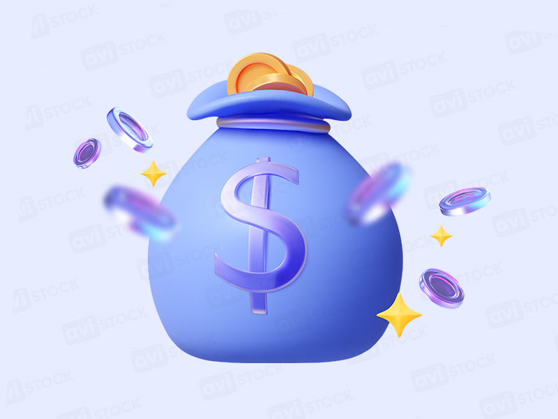 3D иллюстрация мешка с деньгами и монетами — вектор для бизнеса