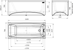 Акриловая ванна Radomir Vanessa (Радомир Ванесса) Веста 160х70, с каркасом