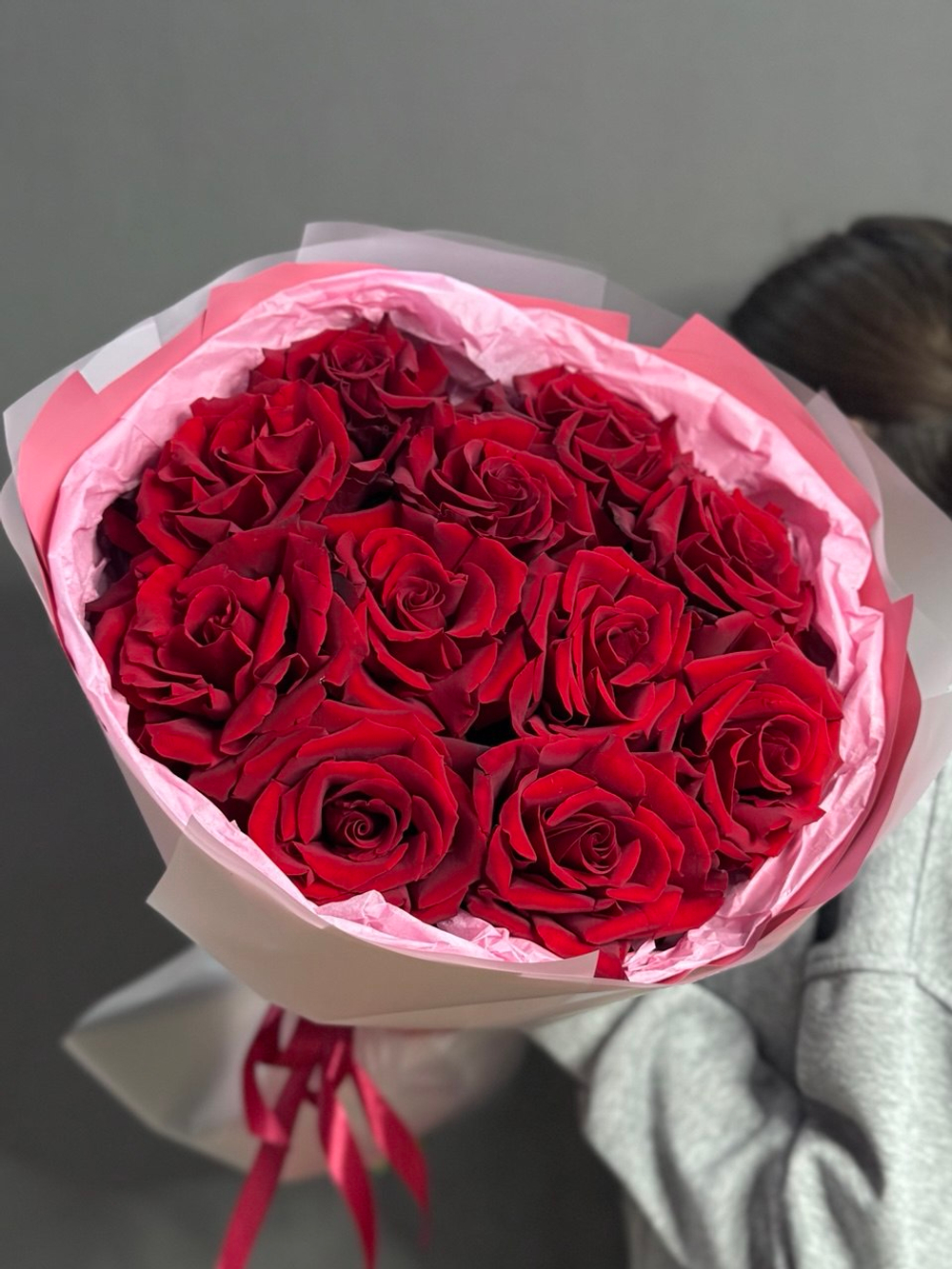 Букет из 11 французских роз сорта «Эксплорер» (Эквадор 60 см)