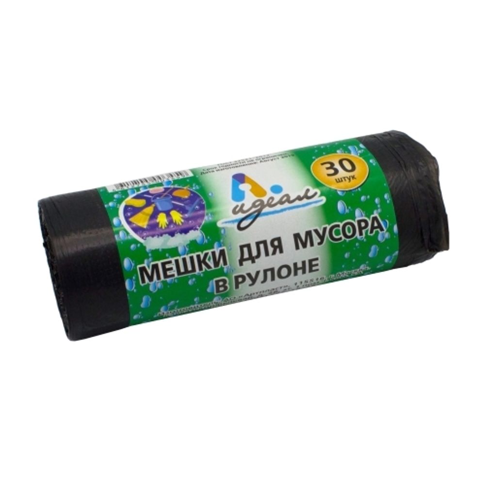 Мешки мусорные 35 л &quot;Идеал&quot; 10 мкм, в рулонах по 30 шт
