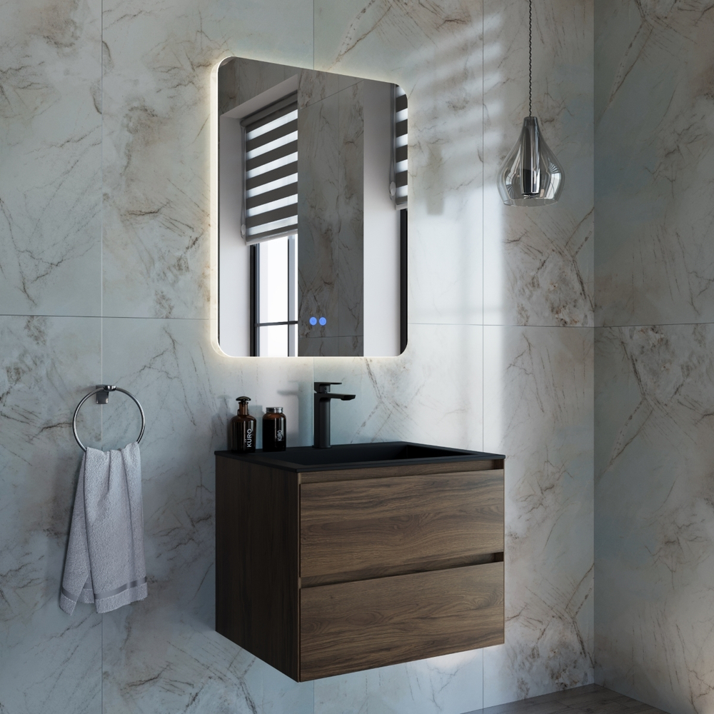 Тумба под раковину Vincea Luka 600 подвесная, 2 выкатных ящика soft-close, С.Oak