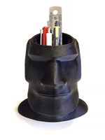 Карандашница в виде истукана Моаи с острова Пасхи, 3D печать, 11 см., черный матовый