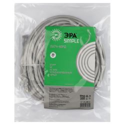 Патч корд ЭРА SIMPLE U/UTP неэкранированный 20 м, категория 5e, серый
