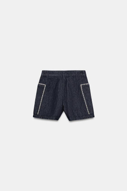 ZARA ШОРТЫ Z1975 С ВЫШИВКОЙ, СИНИЙ