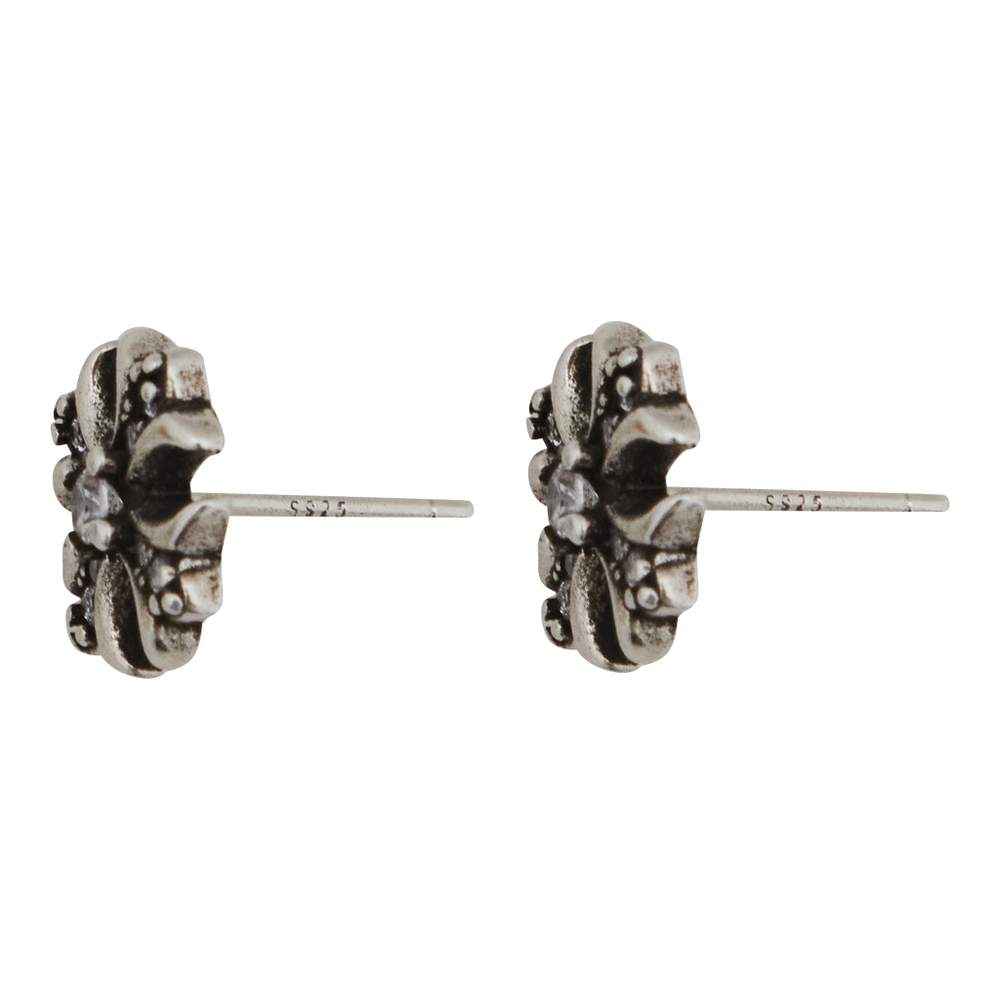 серебристые серьги-крестики с чернением