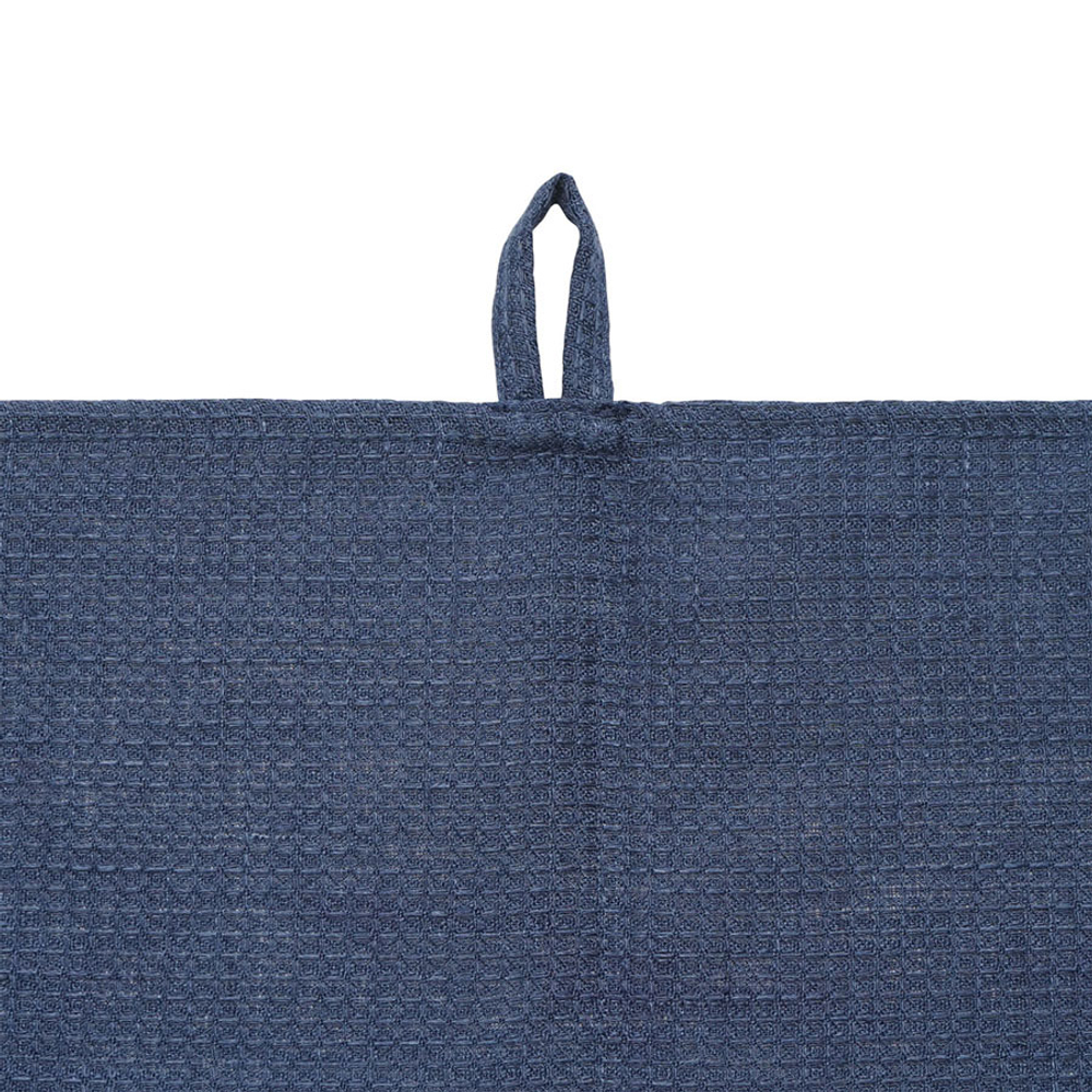 Набор из двух вафельных полотенец изо льна темно-синего цвета из коллекции essential, 50х70 см