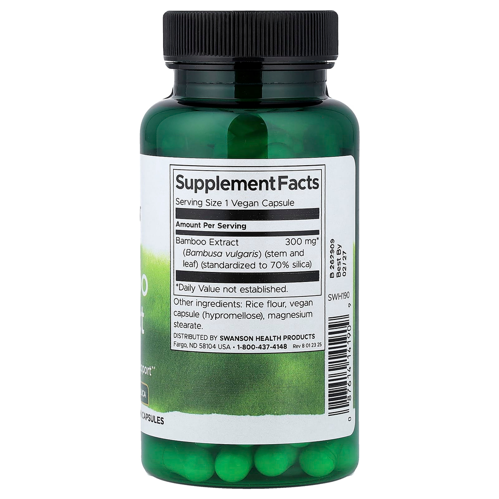 Swanson, Экстракт бамбука, 60 веганских капсул (300 мг на капсулу)