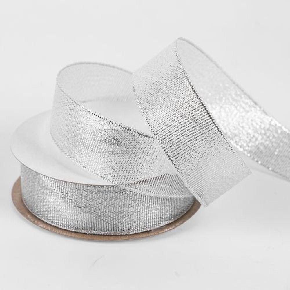 Лента-парча 2,5см*25ярд СЕРЕБРО