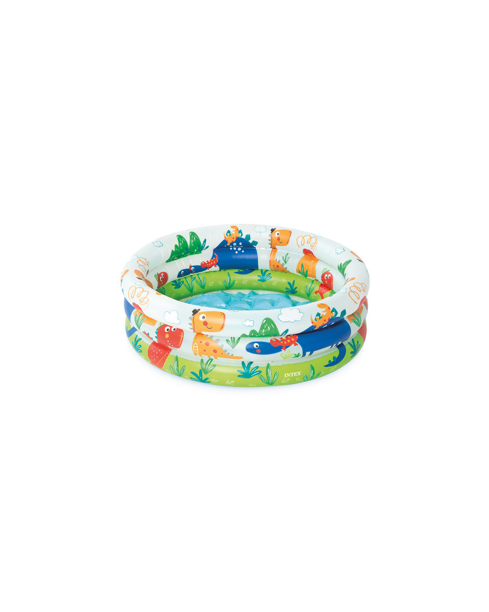 Бассейн надувной Intex 57106 Dino Buddies 61х22 см / Круглый трехсекционный бассейн Пляжные друзья Интекс с надувным дном для дачи