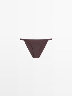 Massimo Dutti Плавки бикини из рельефной ткани, коричневый