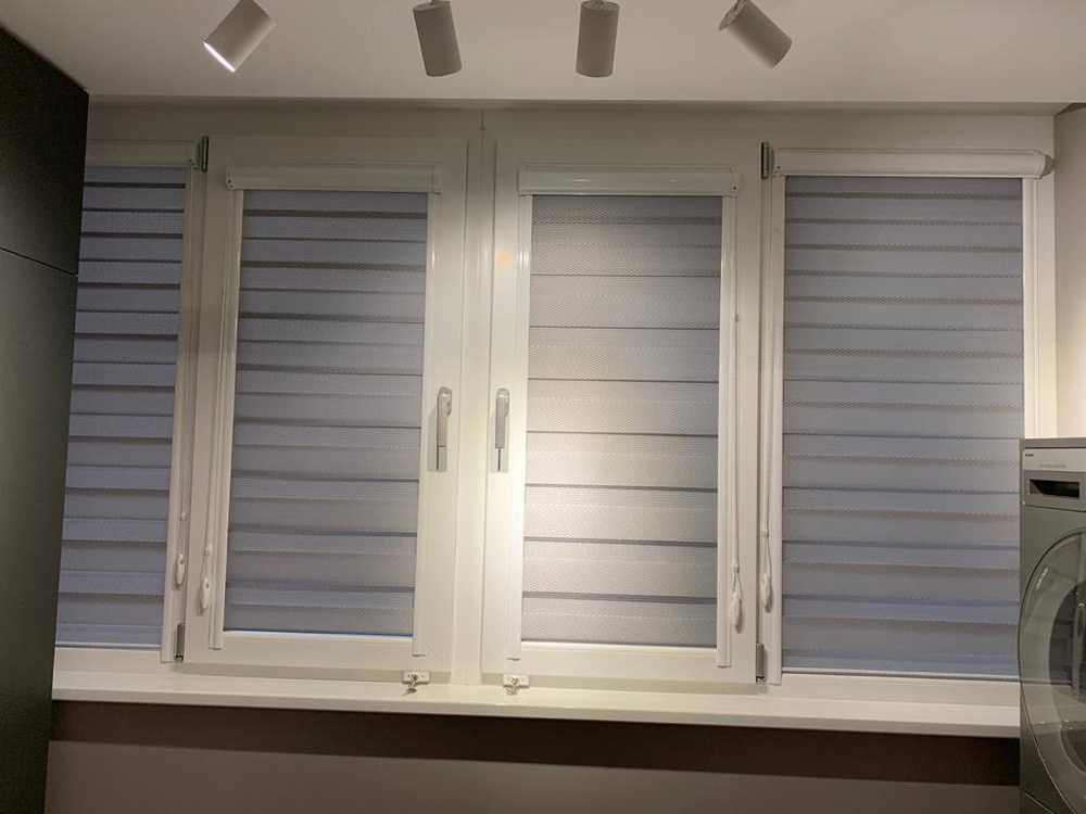 Рулонные шторы день-ночь кассетные с направляющими