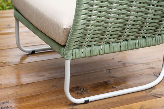 "Фиджи" лаунж-зона 5-местная плетеная из роупа (веревки), каркас алюминиевый светло-серый, роуп зеленый (4204)