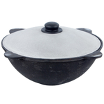 Казан 10л узбекский чугунный с алюминиевой крышкой, плоское дно (г.Наманган)