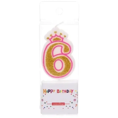 Свеча для торта Цифра Корона «6» 10 см