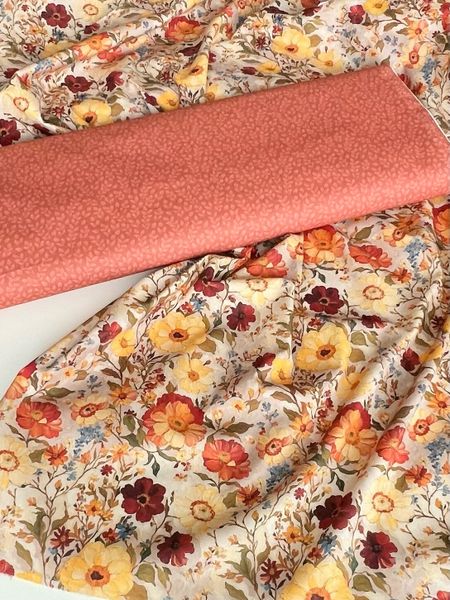 ЦВЕТОЧНАЯ ПАСТОРАЛЬ, БЕЖЕВЫЙ, КАРАМЕЛЬНЫЙ - 100% ХЛОПОК 4