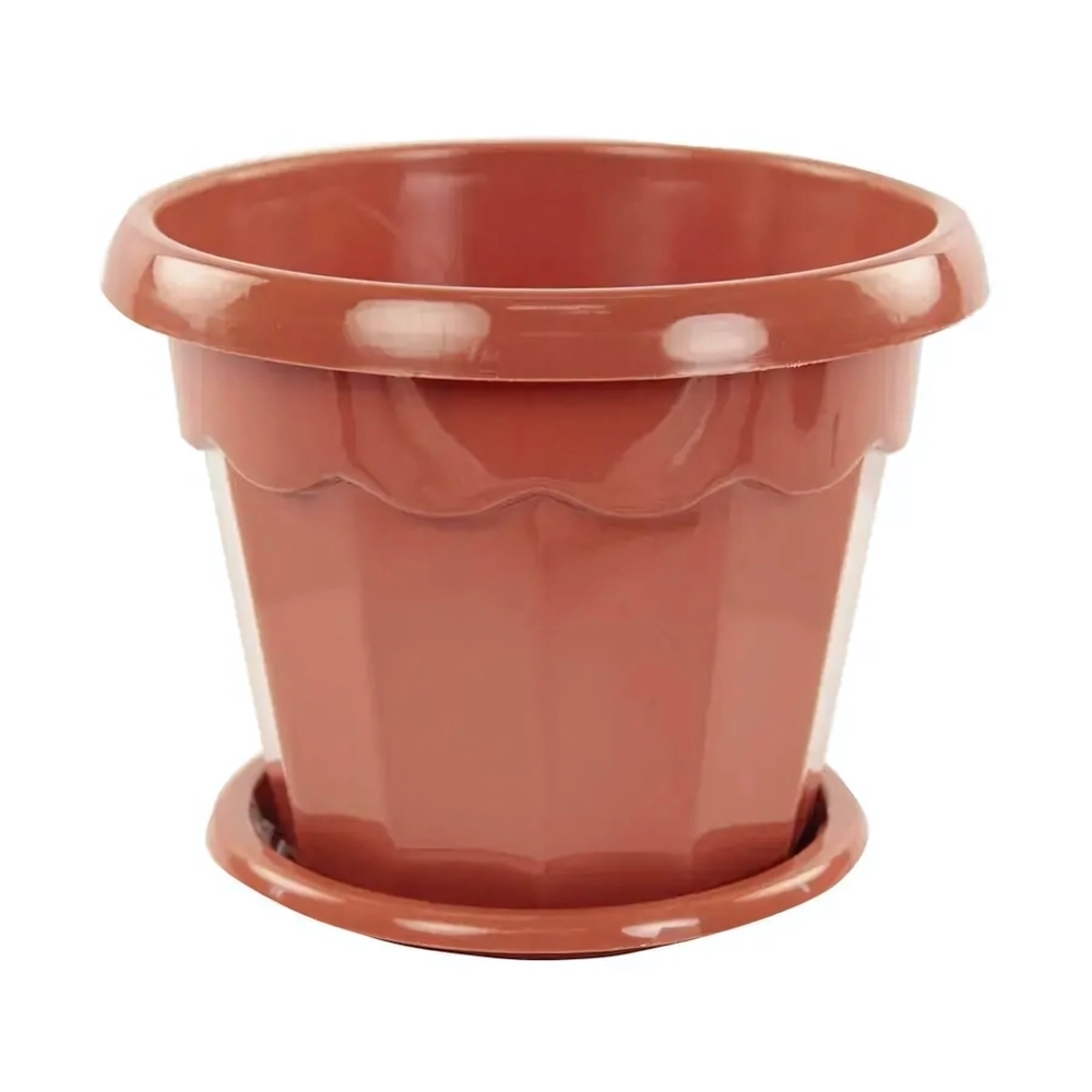 Горшок цветочный Гармония 1,5л с поддоном коричневый