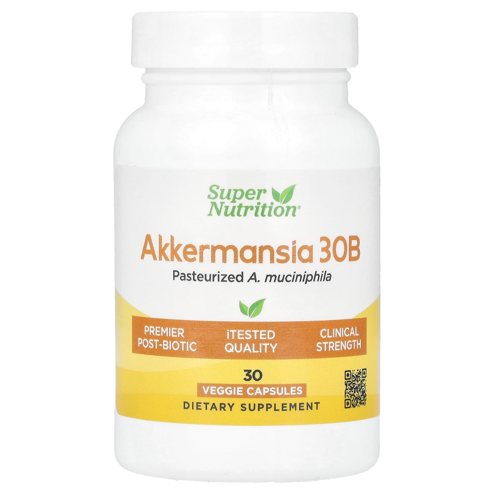 Super Nutrition, аккермансия 30B, 150 мг, 30 растительных капсул