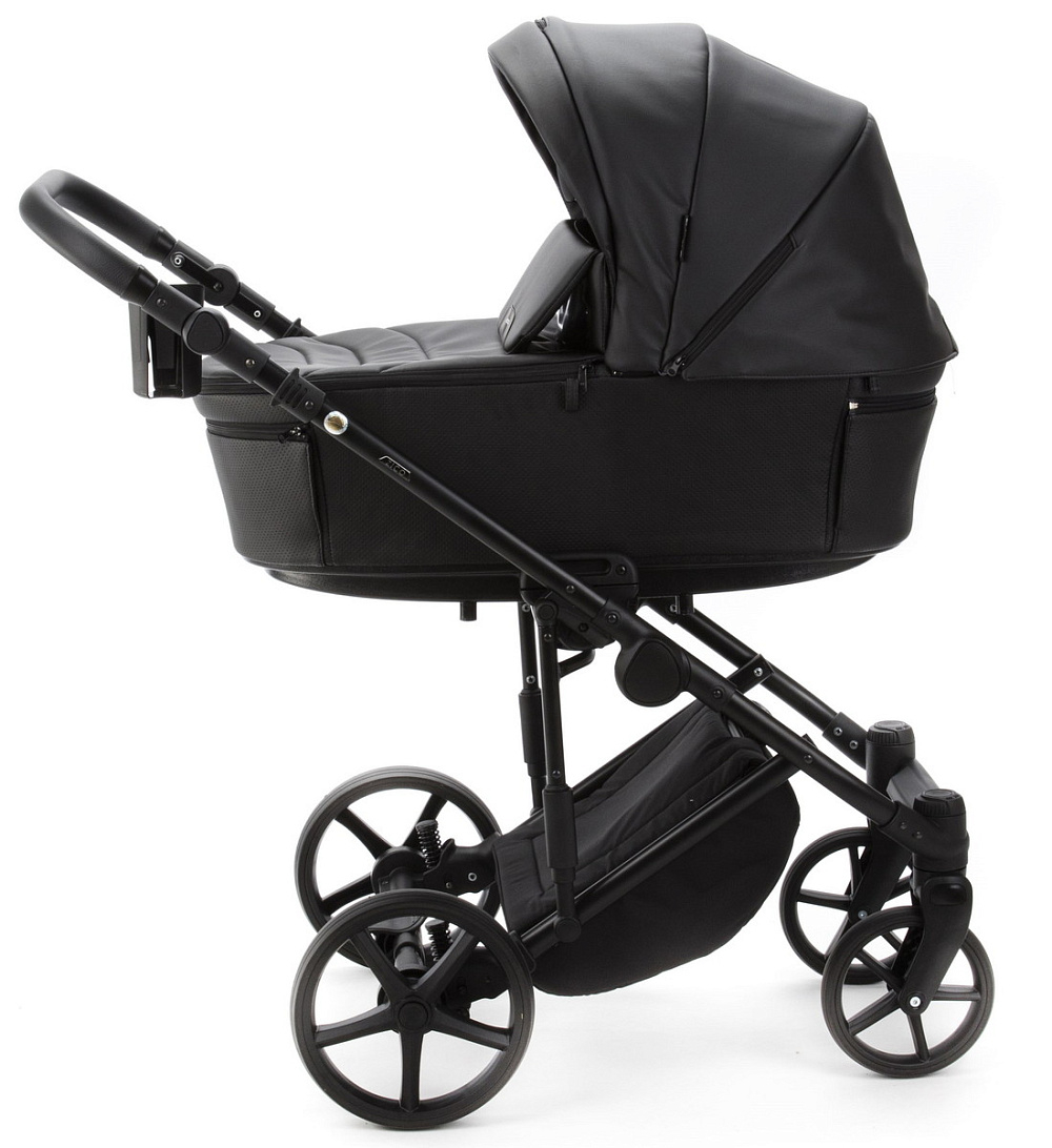 Детская коляска Adamex Zico Deluxe New 2 в 1 ZN-SA02 ЧЕРНАЯ КОЖА