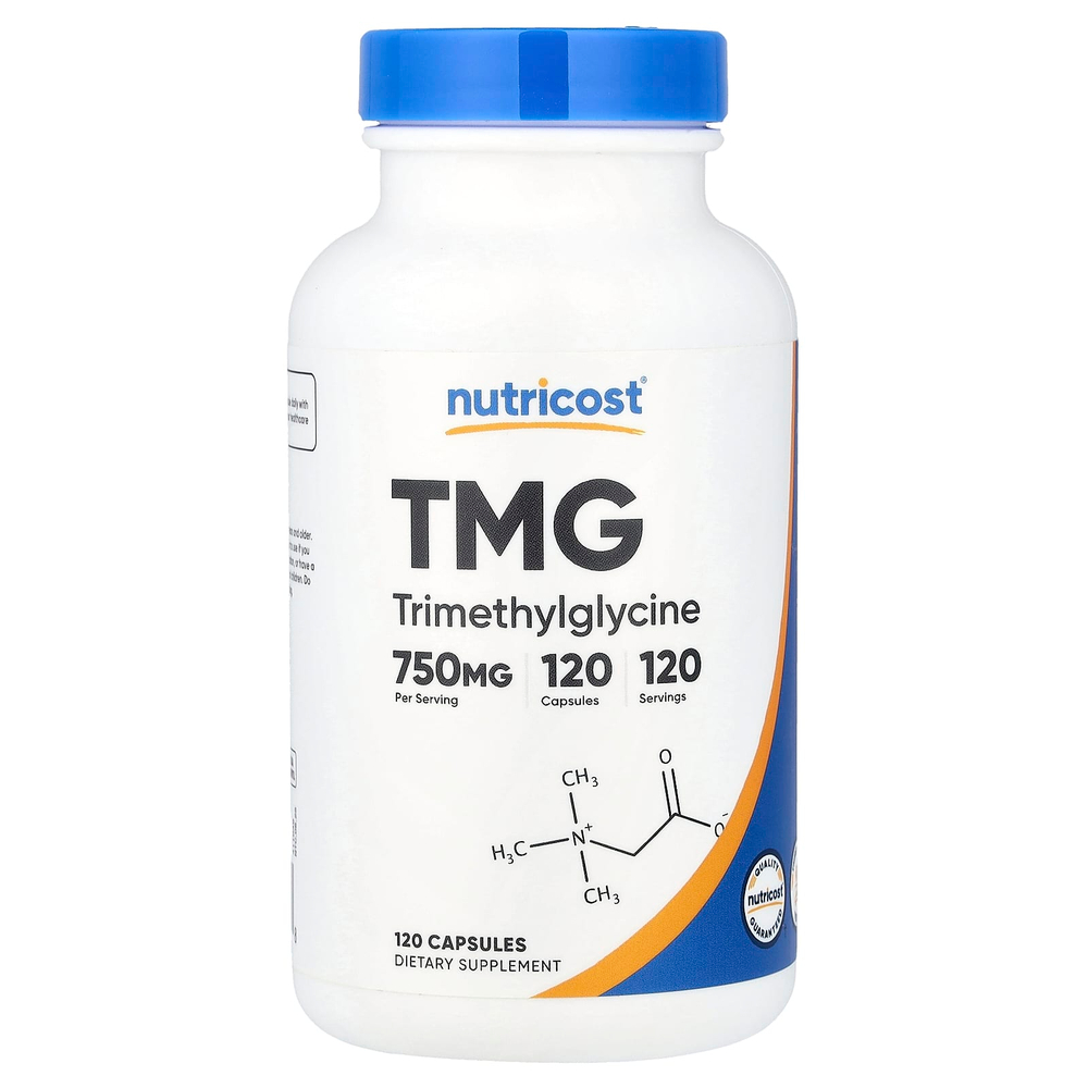 Nutricost, TMG (триметилглицин), 750 мг, 120 капсул