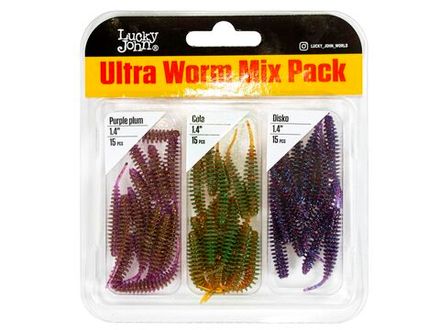 Набор силиконовых приманок Lucky John TRICK ULTRAWORM 1,4in (35 мм), 45 шт.