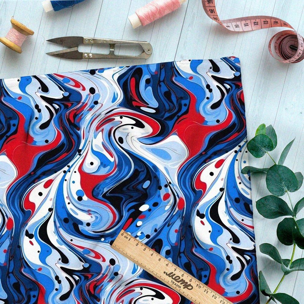 Ткань премиум шелк искусственный Армани космические пятна