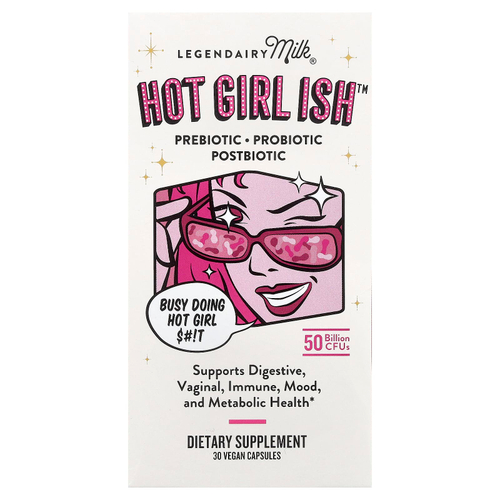 Legendairy Milk, Hot Girl Ish ™, пребиотик, пробиотик, постбиотик, 50 млрд КОЕ, 30 веганских капсул